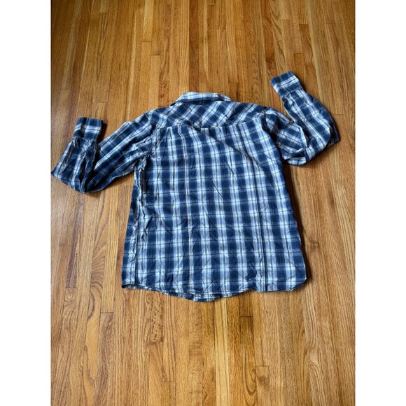 Supply Company Shirt Large Men Pearl Snap Button Down Blue Plaid Western - Picture 2 of 10